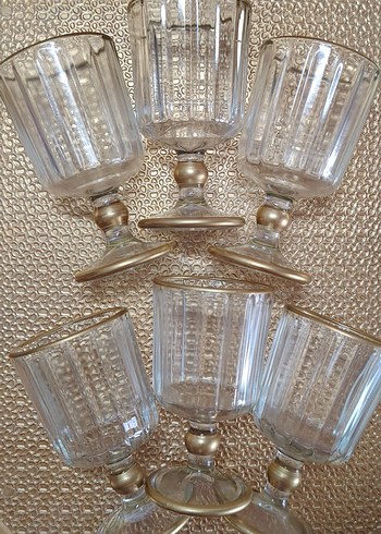 Altın Parlak Ayaklı 6 Bardak - Görsel 3