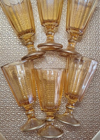 Bej Parlak Ayaklı 6'lı Bardak Seti - Görsel 2