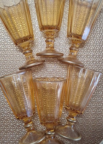 Bej Parlak Ayaklı 6'lı Bardak Seti - Görsel 5