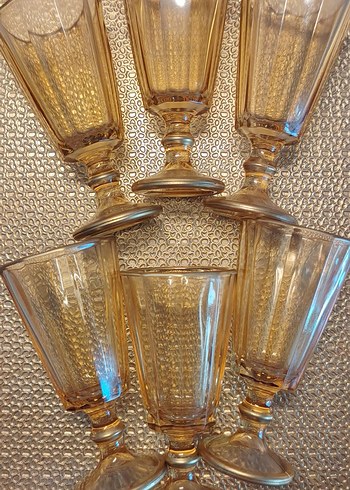 Bej Parlak Ayaklı 6'lı Bardak Seti - Görsel 3