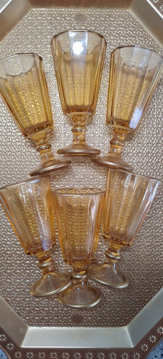 Bej Parlak Ayaklı 6'lı Bardak Seti - Görsel 5