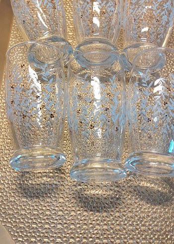 Beyaz Yaprak Desenli Cam Bardak Seti - Görsel 2