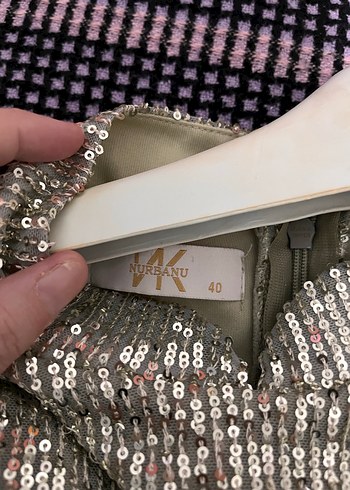 Bej Uzun Kollu Drapeli Kadın Abiye Elbise - Görsel 3