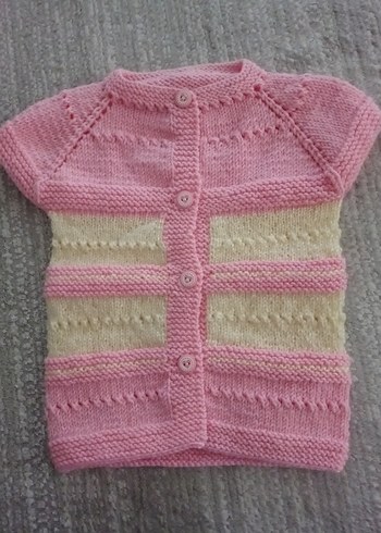 12-18 Ay Beden Kız Çocuk Pembe Triko Kolsuz Hırka