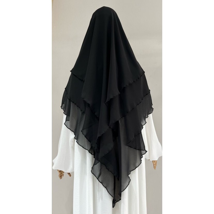 Drapeli Siyah Gotik Kadın Başörtüsü - Görsel 2