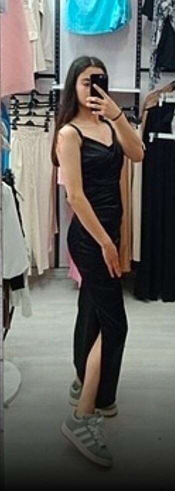 Yırtmaçlı Saten Abiye - Görsel 6