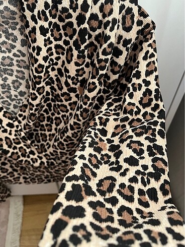 m Beden camel Renk Leopar Desen Bluz
