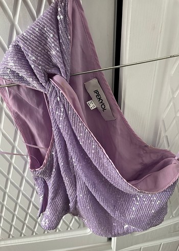 Parlak Mor Nakışlı Mini Bluz - Görsel 2