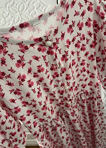 Beyaz Çiçekli Midi Bohem Elbise - Görsel 3