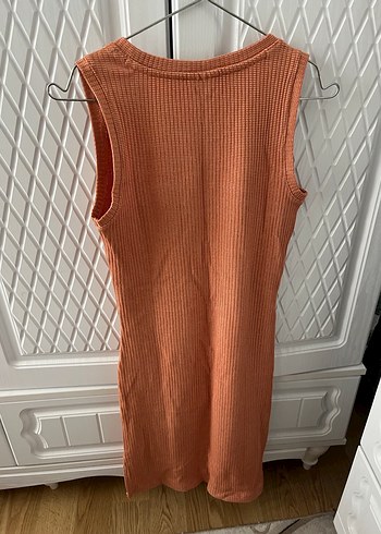 Bej Midi Kolsuz Kadın Elbise - Görsel 3