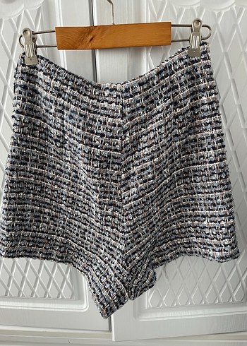 Zara Gri Örgü Mini şort etek - Görsel 4