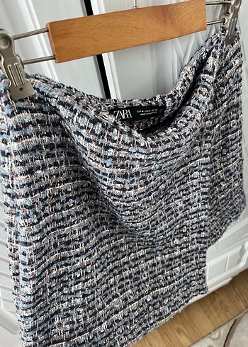 Zara Gri Örgü Mini şort etek - Görsel 3