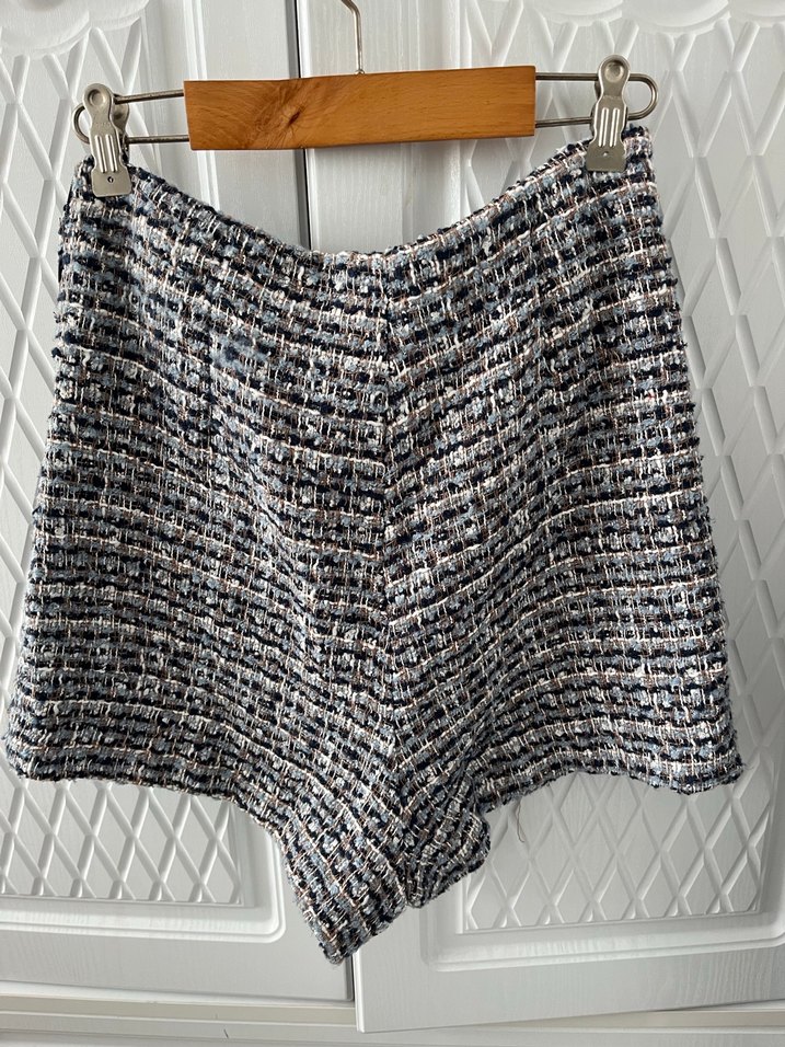Zara Gri Örgü Mini şort etek - Görsel 4