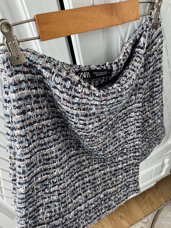 Zara Gri Örgü Mini şort etek - Görsel 3