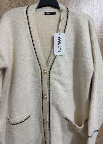 Beyaz Örgü Kadın Midi Hırka - Görsel 2