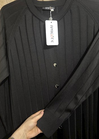 Düğmeli Siyah Uzun Kollu Triko Elbise - Görsel 4