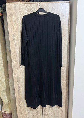 Düğmeli Siyah Uzun Kollu Triko Elbise - Görsel 5