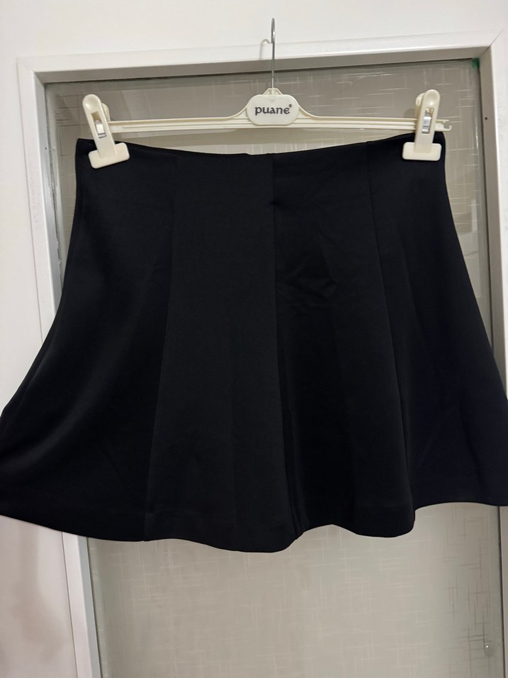 Fermuarlı Siyah Mini Etek - Görsel 3