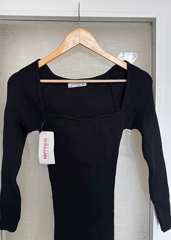 Siyah Uzun Kollu V Yaka Kadın Elbise - Görsel 2