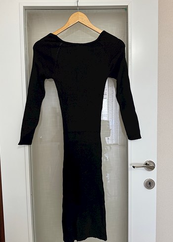 Siyah Uzun Kollu V Yaka Kadın Elbise - Görsel 5