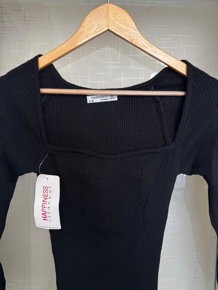 Siyah Uzun Kollu V Yaka Kadın Elbise - Görsel 4