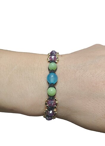 Tasarımcı Kuvars Jade ve Akik Bileklik (2mm Altın kaplama küp boncuk)