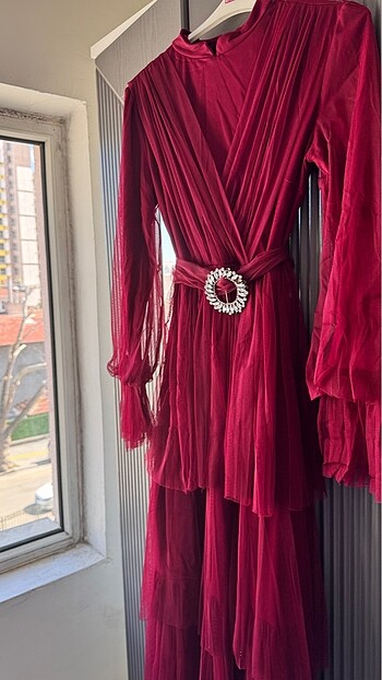 42 Beden bordo Renk Abiye elbise
