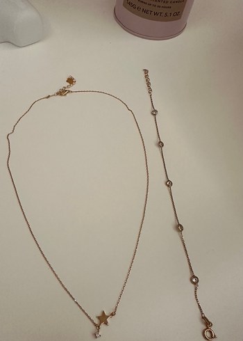 Rose gold gümüş kolye bileklik seti - Görsel 2