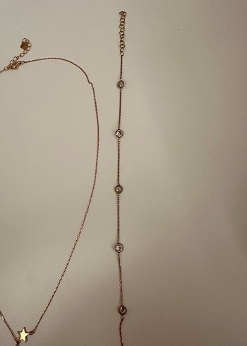 Rose gold gümüş kolye bileklik seti - Görsel 4