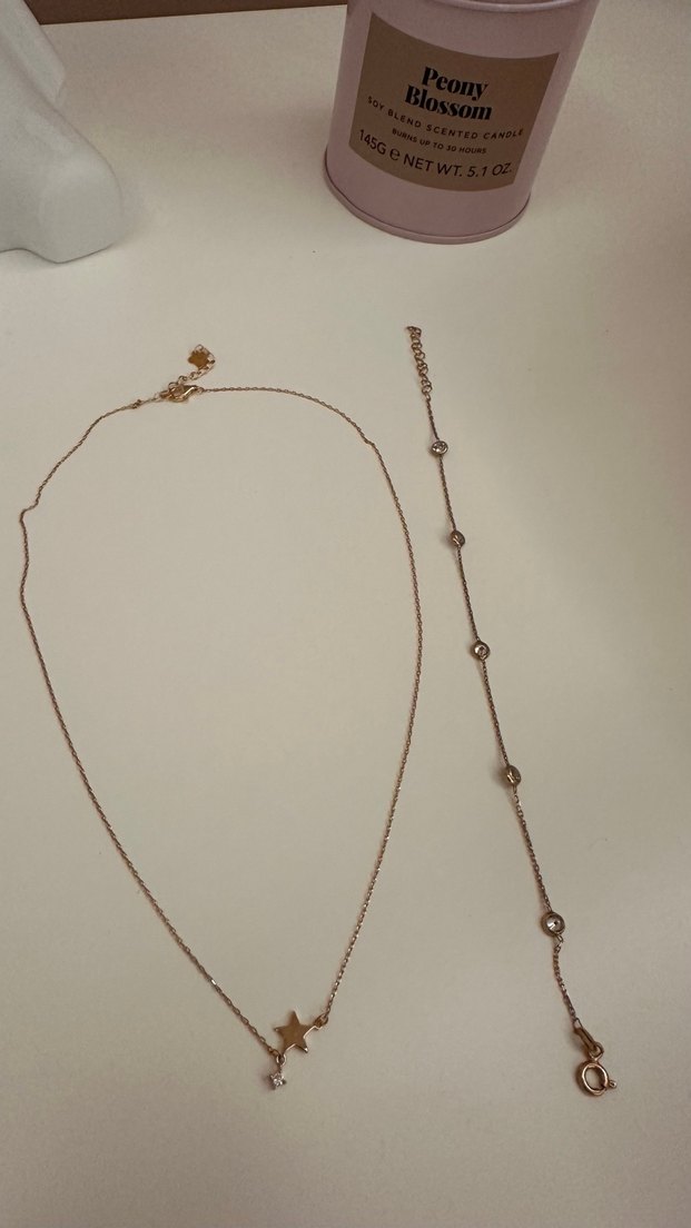 Rose gold gümüş kolye bileklik seti - Görsel 2