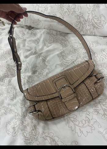 Bej Kemerli Yılan Desenli Deri Kadın Çanta - Görsel 2