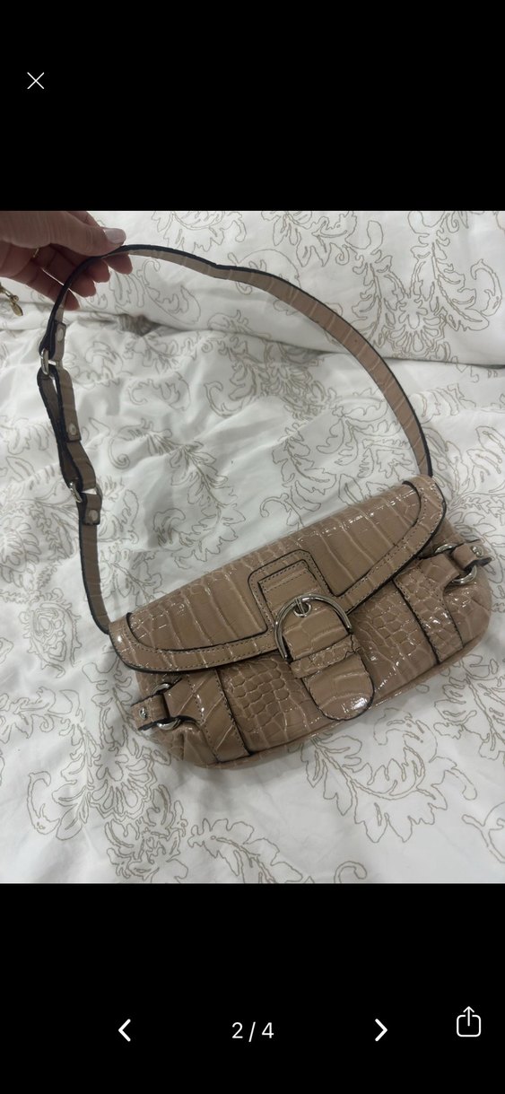 Bej Kemerli Yılan Desenli Deri Kadın Çanta - Görsel 2