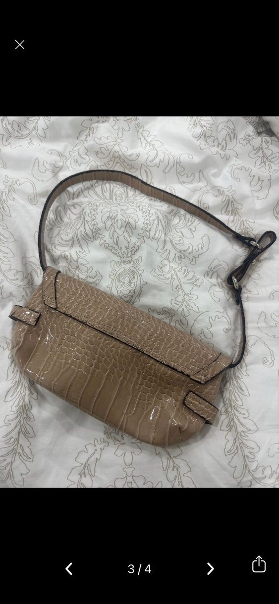 Bej Kemerli Yılan Desenli Deri Kadın Çanta - Görsel 3