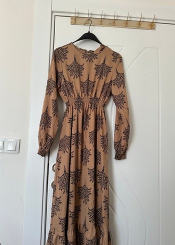 Bohem Tarz Uzun Kollu Kahverengi Elbise - Görsel 3