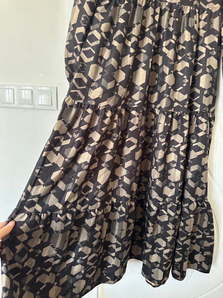 Uzun Kol Renkli Bohem Elbise - Görsel 2