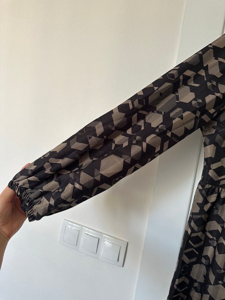 Uzun Kol Renkli Bohem Elbise - Görsel 3