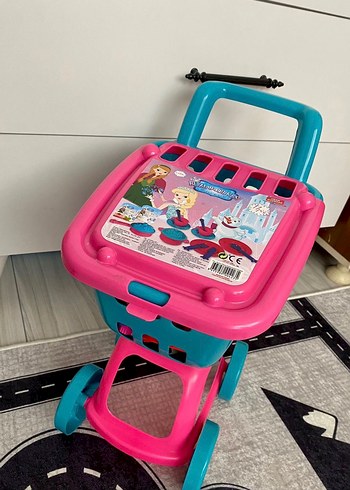  Beden pembe Renk Pembe ve Mavi Renkli Oyuncak Alışveriş Arabası
