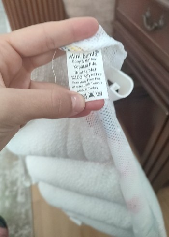 Mini Domla %100 Polyester Beyaz Bebek banyo filesi
