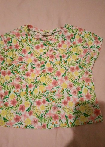 Çiçek Desenli Bohem Kız Tişörtü - Görsel 3