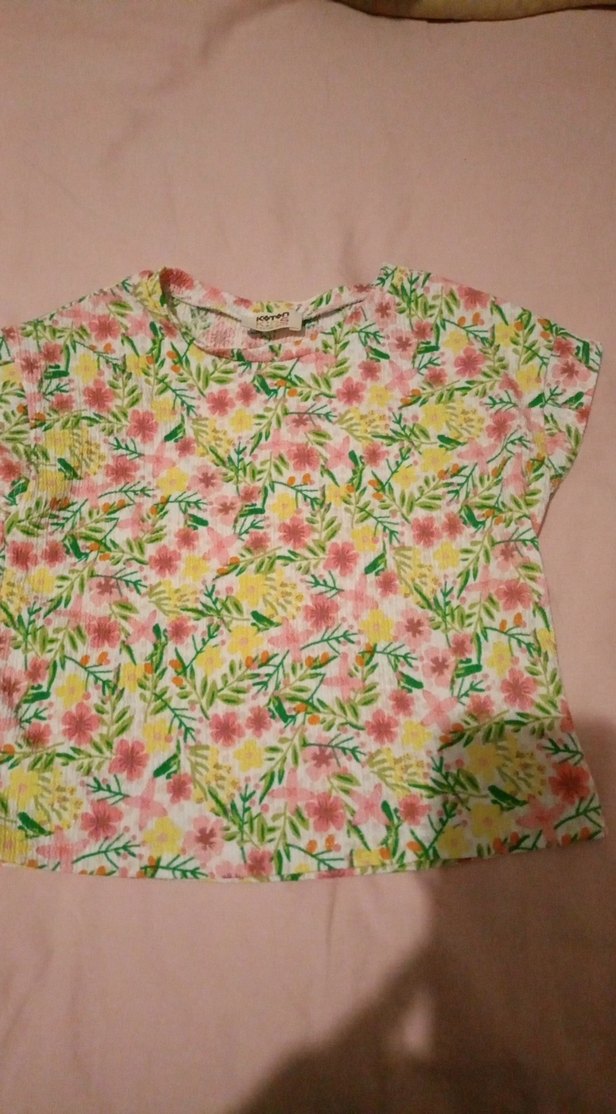 Çiçek Desenli Bohem Kız Tişörtü - Görsel 3