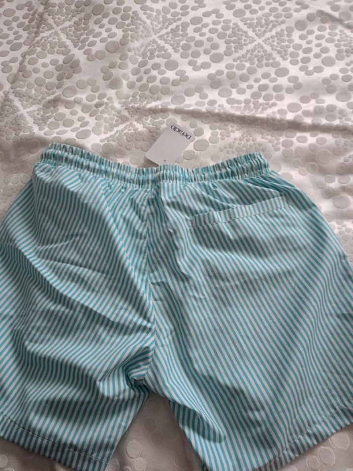 DeFacto Turkuaz Çizgili Erkek Şort - Görsel 2