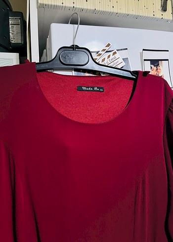 Bordo Uzun Kollu Salaş Kadın Elbise - Görsel 2