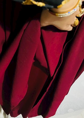 Bordo Uzun Kollu Salaş Kadın Elbise - Görsel 3