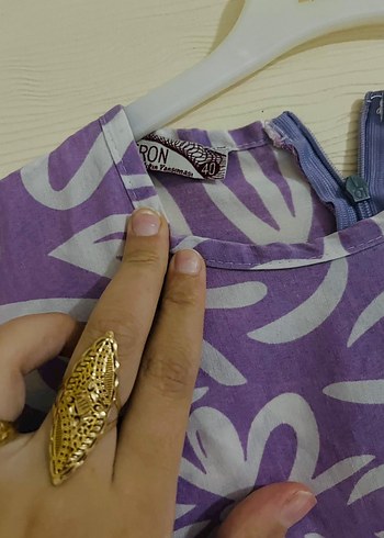 Mor Bohem Uzun Kollu Salaş Elbise - Görsel 2