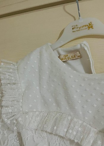 Uzun Kollu Beyaz Nakışlı Bohem Elbise - Görsel 2