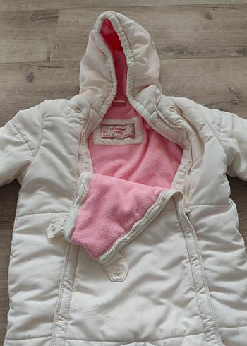 Kapüşonlu Beyaz Bebek Kış Tulumu - Görsel 5