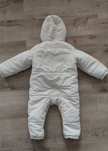 Kapüşonlu Beyaz Bebek Kış Tulumu - Görsel 6
