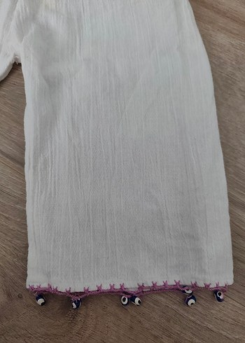 2 Yaş Beden Etamin Nakışlı Beyaz Kız Bebek Kıyafet Takımı