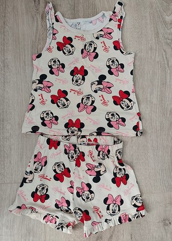 Kız Bebek Fırfırlı Kolsuz Minnie Mouse Takım