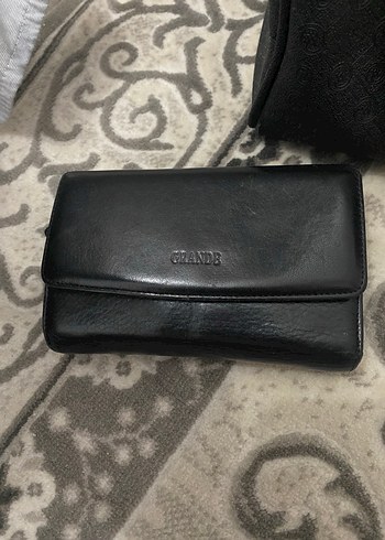 Siyah Deri Kadın Cüzdanı Grande